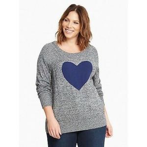 Torrid Raglan Heart Sweater in Grey